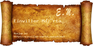 Einviller Márta névjegykártya